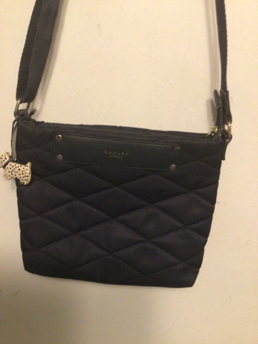 Ridley London quilted cross body bag with adjustable nylon strap